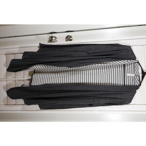 Matilda Jane open-front cardigan with a grey exterior and striped interior